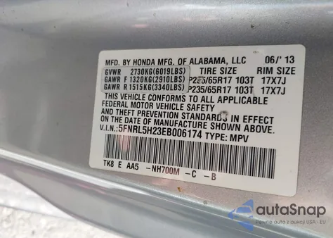 2014 Honda Odyssey Lx z USA, uszkodzony, nr VIN 5FNRL5H23EB006174